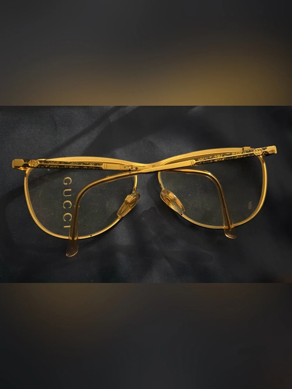 Gucci Gold Crystal Accent Women's Eyeglass Frame - Italian Design